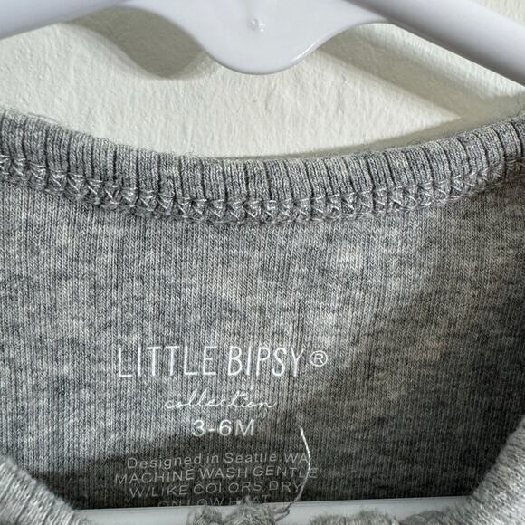 Little Bipsy Charcoal Gray Ribbed 2-Way Zip Romper Size 3-6 Months - Picture 3 of 5